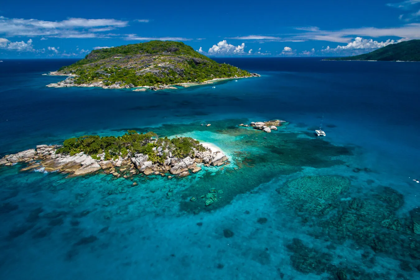 Aerial view of Coco and the islands around it