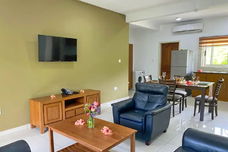 Bright living area opening to the kitchen