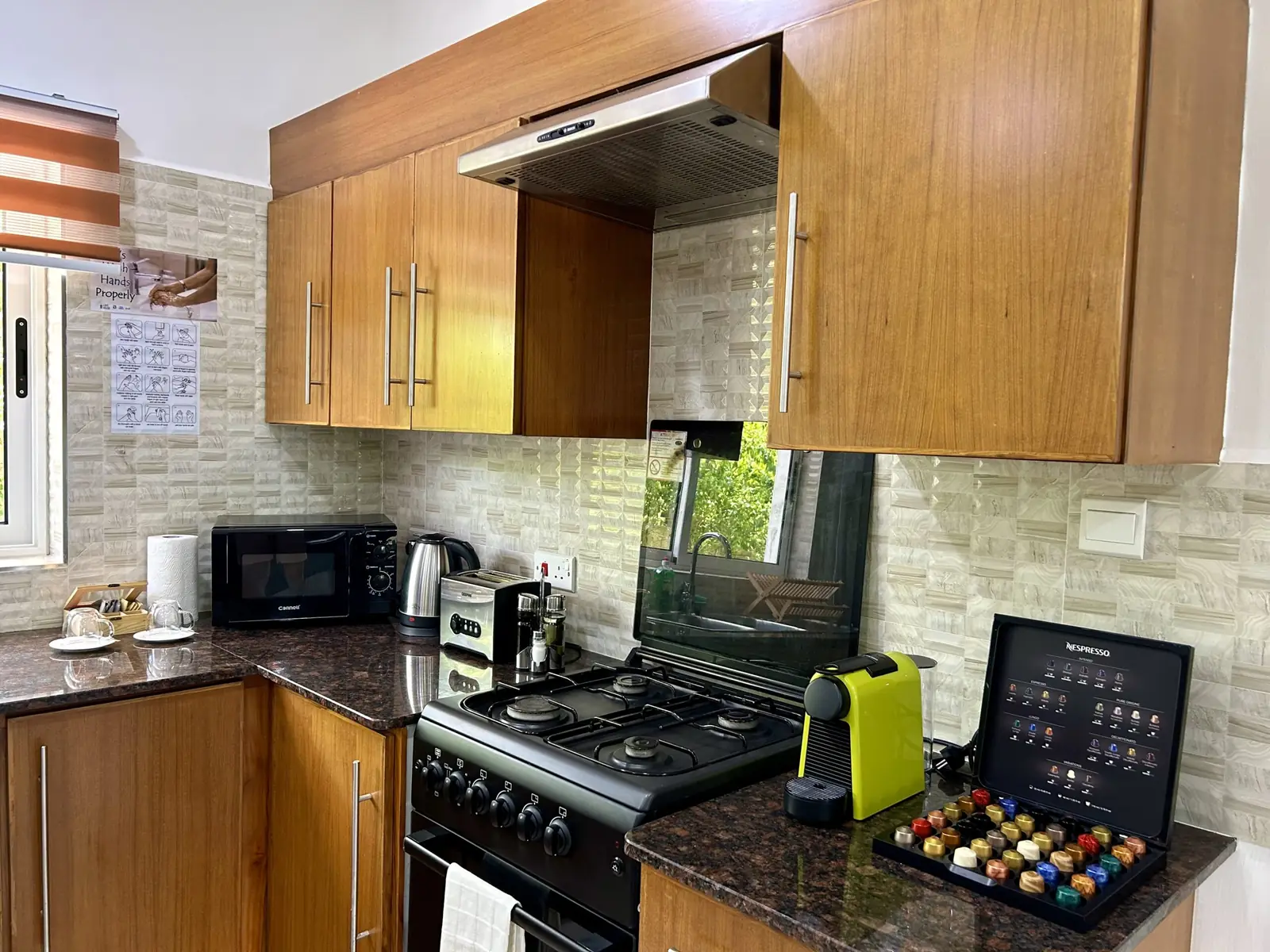 Fitted kitchen with coffee machine